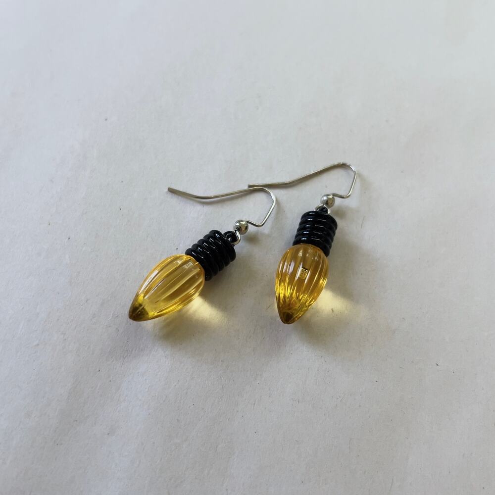 Yellow Christmas Light Earrings Holiday Jewelry
